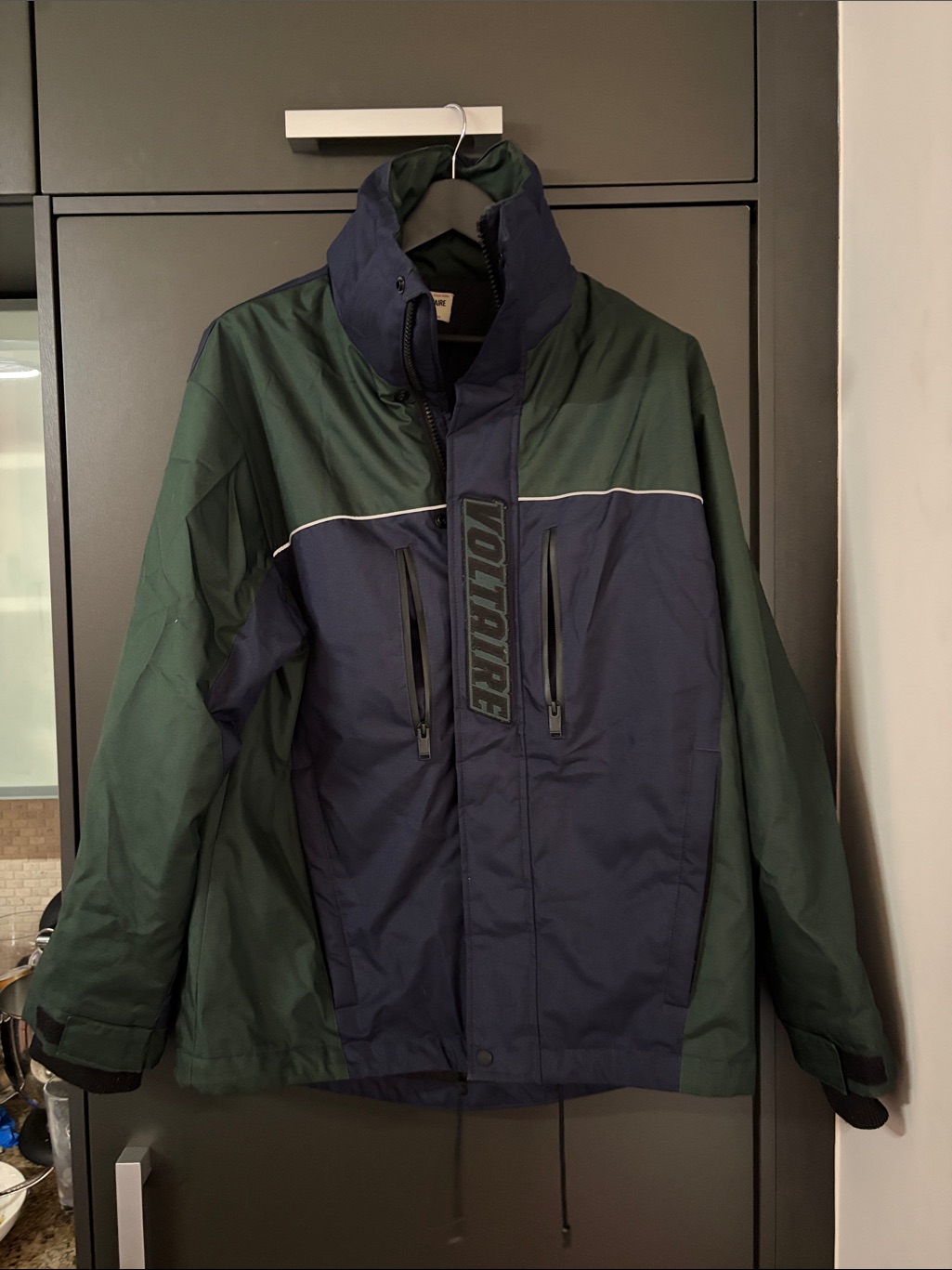 Zadig And Voltaire Men's Green & Navy Ski Jacket With Insulated Shell